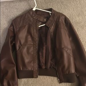 Brown leather jacket